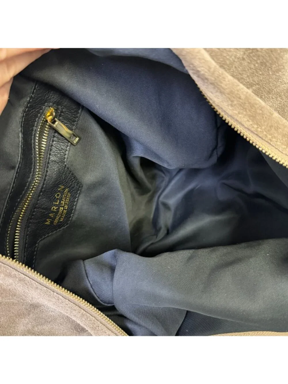 Marlon Brown Suede Hobo Bag With Gold Ring Accents